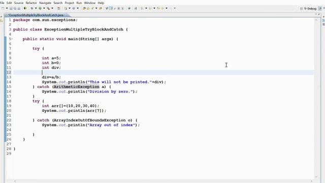 Multiple try block and Multiple catch block смотреть онлайн
