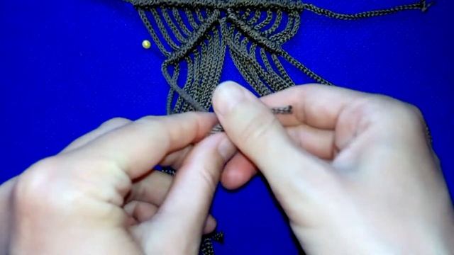 Диагональная брида из репсовых узлов. Узор "РОМБ" смотреть онлайн