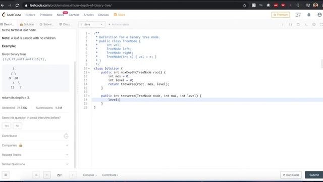 "Max Depth of Binary Tree" - LEETCODE #104 - JAVA Solution смотреть онлайн