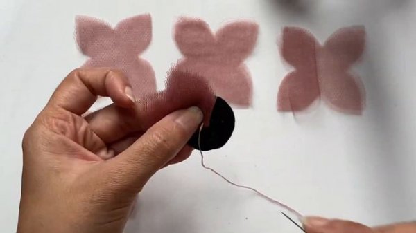 flower from tulle fabric - fabric flower diy