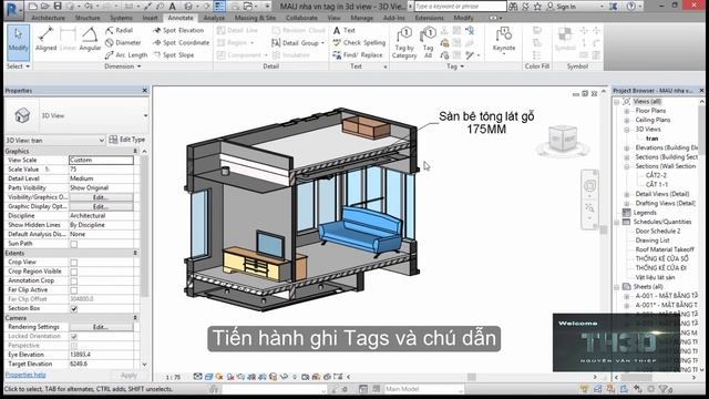 Revit Tips - Ghi chú dẫn và nhãn tại khung nhìn 3D смотреть онлайн
