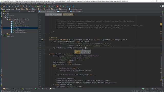 Android SQLite (WordListSql-Starter) Example смотреть онлайн