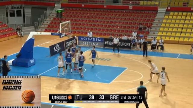 HIGHLIGHTS LITHUANIA-GREECE 77-61 U16 European Championship FIBA 19.8.22 смотреть онлайн