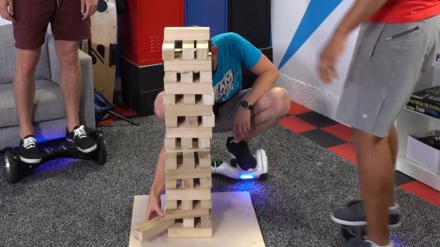 GIANT JENGA HOVERBOARD CHALLENGE!