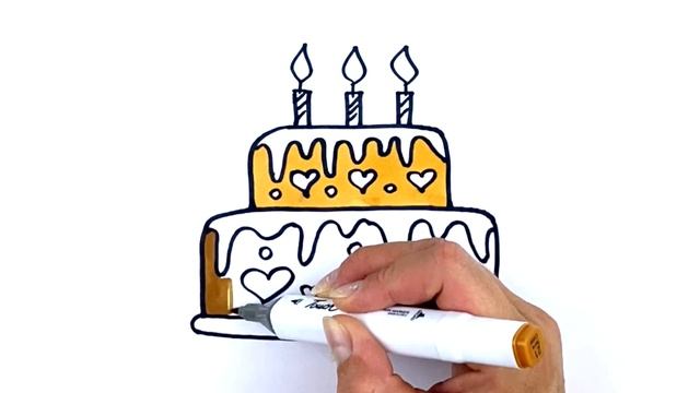 How to draw easy a cake? Как нарисовать торт? Tort qanday chiziladi? смотреть онлайн