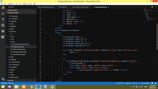 CRUD-Event Calender: Delete Event in Laravel (Full-Calender) - Step 5/5 смотреть онлайн