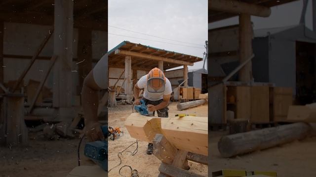 Как правильно строгать затёс на бревне | Log works | #shorts смотреть онлайн