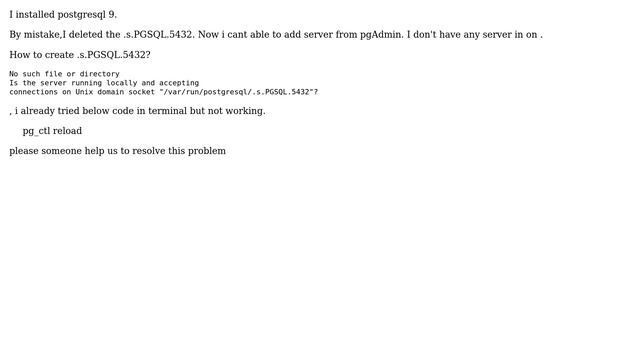 Ubuntu: How to create .s.PGSQL.5432? смотреть онлайн