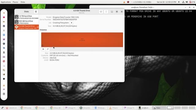 How to format USB Pen drive on UBUNTU or UBUNTU 22.04 or LINUX step by step? смотреть онлайн