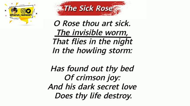 The Sick Rose by William Blake in Hindi|Line by Line analysis and explaination смотреть онлайн