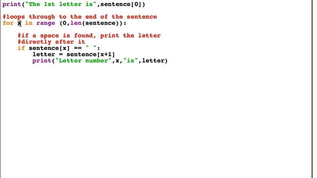 Find first letter in each word in a sentence in Python - for loop смотреть онлайн