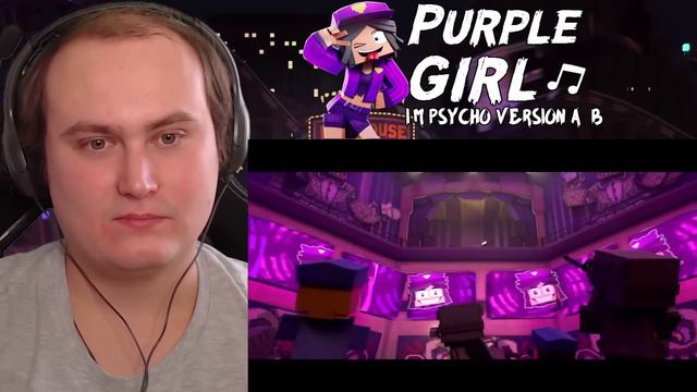 "Purple Girl" (I'm Psycho) [VERSION A+B] - Minecraft Animation Music Video | Reaction смотреть онлайн