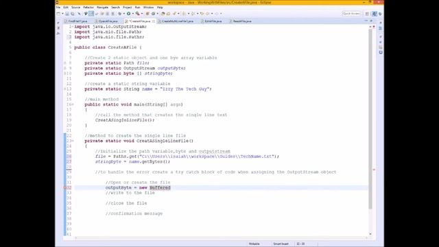 Java practice Creating a single line file for Beginners - Lesson 12 смотреть онлайн