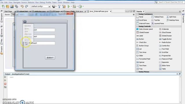 java jinternalframe In NetBeans смотреть онлайн