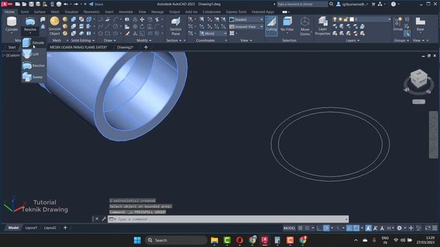 AutoCAD Mechanical Drawing komponen PISTON 15 and CON ROD 16 Part 9 смотреть онлайн