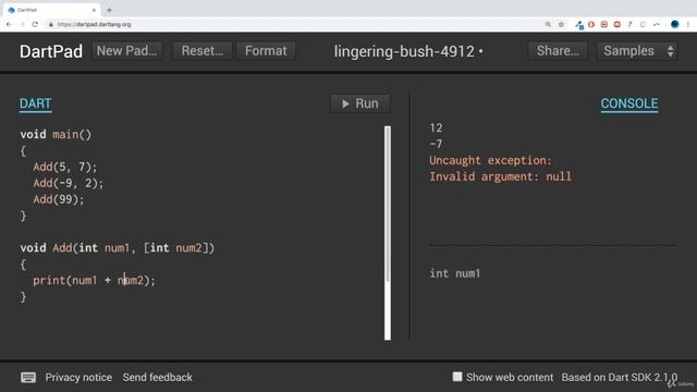 Function Optional Positional Parameter - Dart Programming Course смотреть онлайн