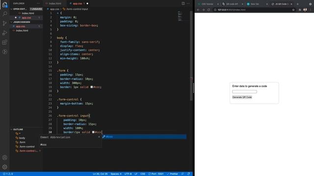 QR Code generator using Javascript I HTML | CSS смотреть онлайн