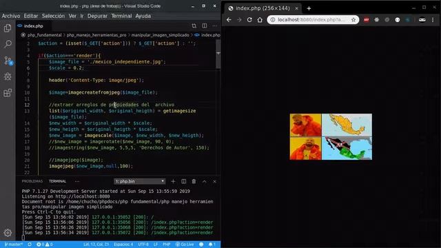 Ejemplo simplificado de manipulación de imagen con PHP смотреть онлайн