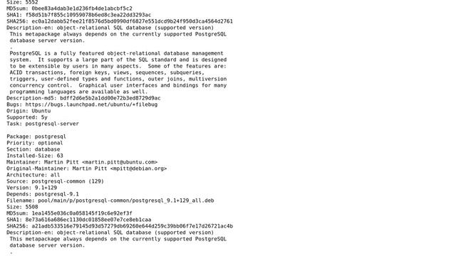 Ubuntu: Why `postgresql` package is not listed when executing `apt-cache search postgresql`? смотреть онлайн