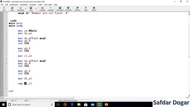 Input Two Number and Check Given Number are Equal or Not Equal in Assembly Language - 28 смотреть онлайн