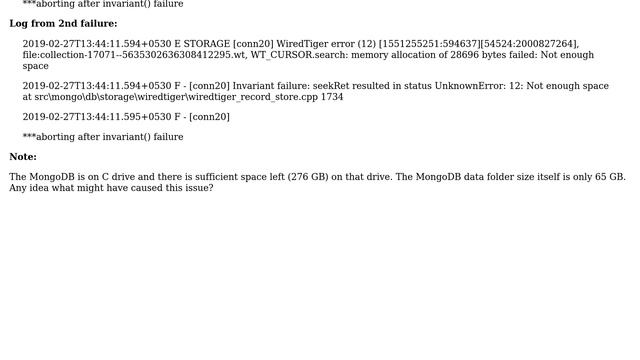 MongoDB 3.6 crashed due to invariant() failure смотреть онлайн
