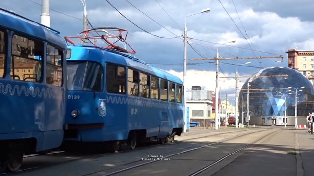 Trams In Moscow, Russia 2021 (NorthWest): Трамваи в Москве - Краснопресненский депо