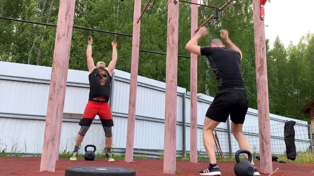 ГиряКа4. Кроссфит комплекс Турник (с.Джейн) + гиря 32kg. Crossfit Wod Kettlebells