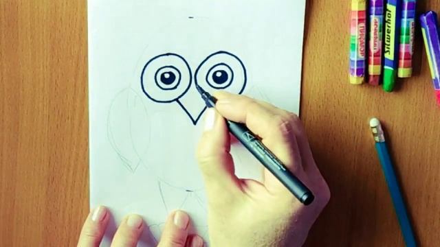 СОВА. СОРОКА. Как рисовать птицу карандашами для детей. Рисуем вместе. смотреть онлайн
