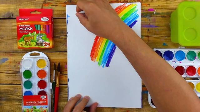 Рисуем РАДУГУ и дождик АКВАРЕЛЬЮ - уроки рисоваиня смотреть онлайн