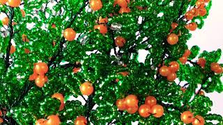 Бисероплетение. Мастер класс . Пошаговый МК . Дерево из бисера - 1 .Мандарин из бисера. Веточки. смотреть онлайн