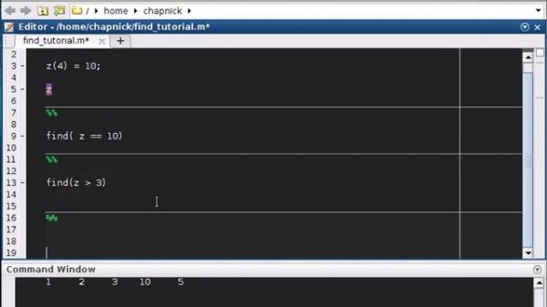 Matlab find function
