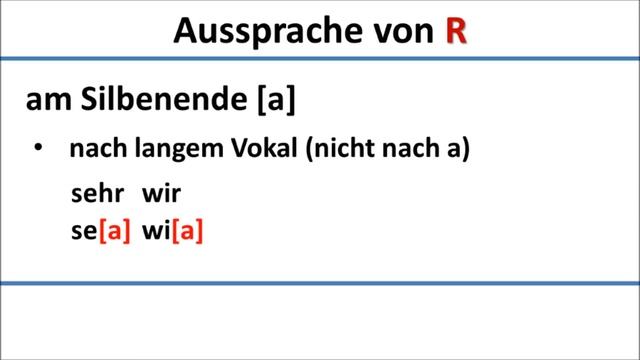Deutsch: Aussprache von R ([r], [x], [a]) an versch. Positionen im Wort/German pronunciation of R смотреть онлайн