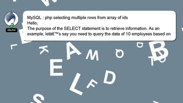 MySQL : php selecting multiple rows from array of ids смотреть онлайн