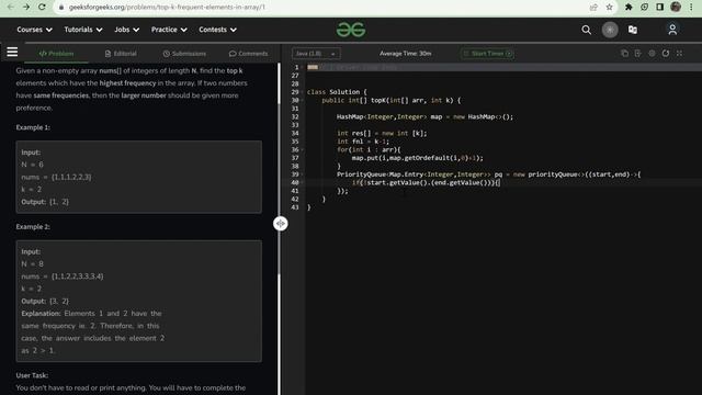 Top K Frequent Elements in Array #array #java #potd #practice смотреть онлайн
