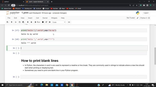 python print() function | new line \n in python | use of sep() , end() | how to print blank line смотреть онлайн