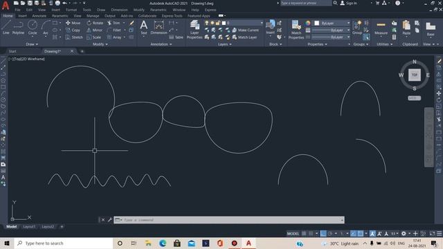 AUTOCAD 2021 || BLEND CURVE || KEYBOARD COMMAND смотреть онлайн
