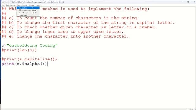 String Methods from class 12 python chapter 1 exercise смотреть онлайн