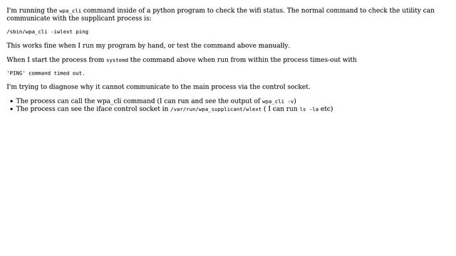 What are the reasons why the wpa_cli command would timeout whilst communicating with the... смотреть онлайн