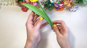 Тюльпаны к 8 марта  своими руками. Как живые. Воздушный пластилин . #diy #new #plastic #тюльпаны