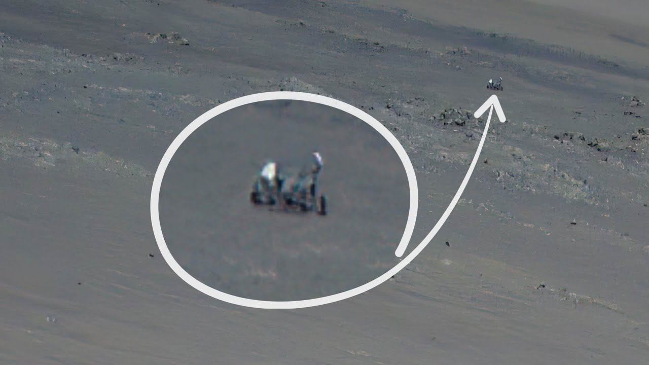 Марсоход Perseverance случайно попал в кадр камер вертолета на Марсе во время 11-го полета смотреть онлайн