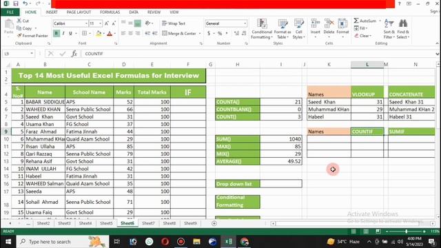 Basic Microsoft Excel Functions | List of Important Formulas for Beginners | IUK. InamUllahKhan смотреть онлайн