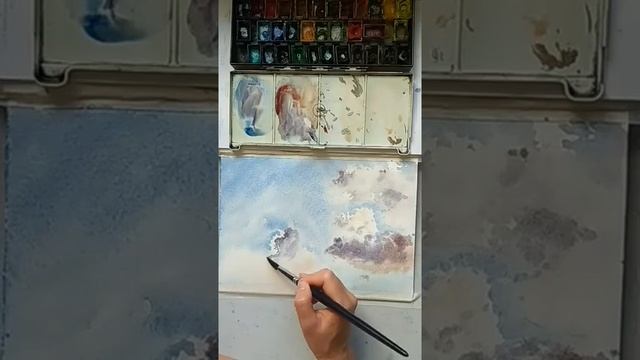 Рисуем облака акварелью | How to paint clouds in #watercolor #акварель #clouds смотреть онлайн