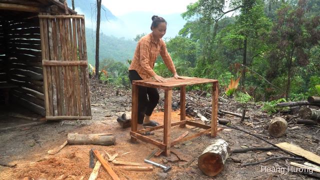 The process of making wooden dining table, Make way to the cabin for easier travel | Hoang Huong смотреть онлайн