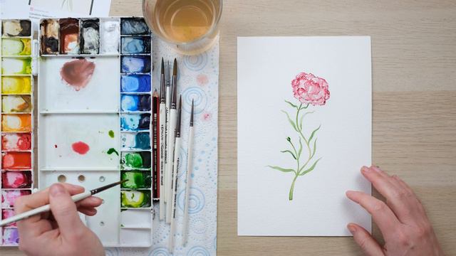 How To Paint A Watercolour Carnation смотреть онлайн