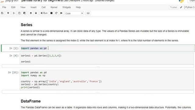 Tutorial 2 : How to make series using pandas library in python | jupyter notebook смотреть онлайн