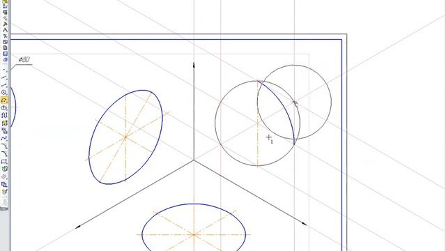 Компьютерная графика. 10 урок. Окружность в изометрии на профильной плоскости смотреть онлайн