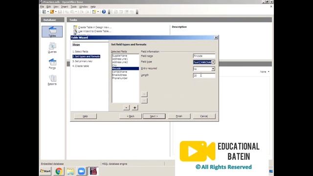 Creating Table using Wizard in OpenOffice Base смотреть онлайн