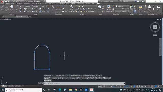 Polyline Command in AutoCAD-*Polyline with Arc*Halfwidth option *Width option -V13(HINDI) смотреть онлайн