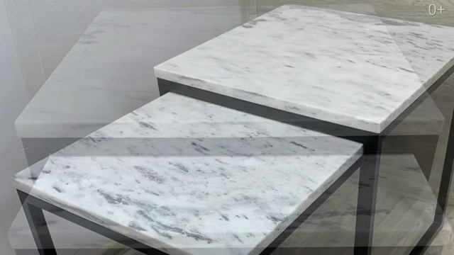 Комплект прикроватных столиков из мрамора Bianco Carrara смотреть онлайн