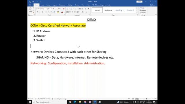 CCNA tutorials || Demo - 1 || by Mr. Shakeel on 30-11-2021 @8:30AM IST смотреть онлайн